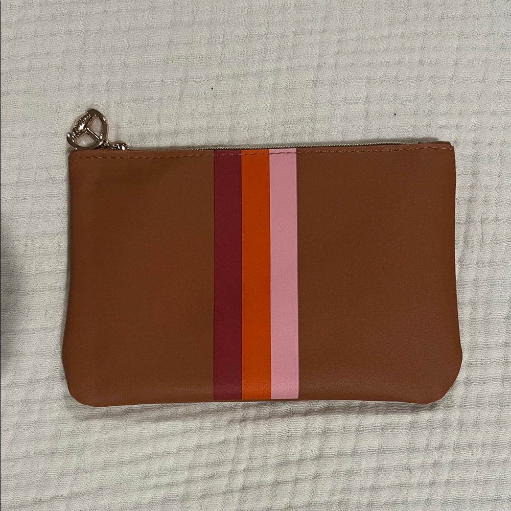 Ipsy Brown Mini Bag with Colorful Stripes